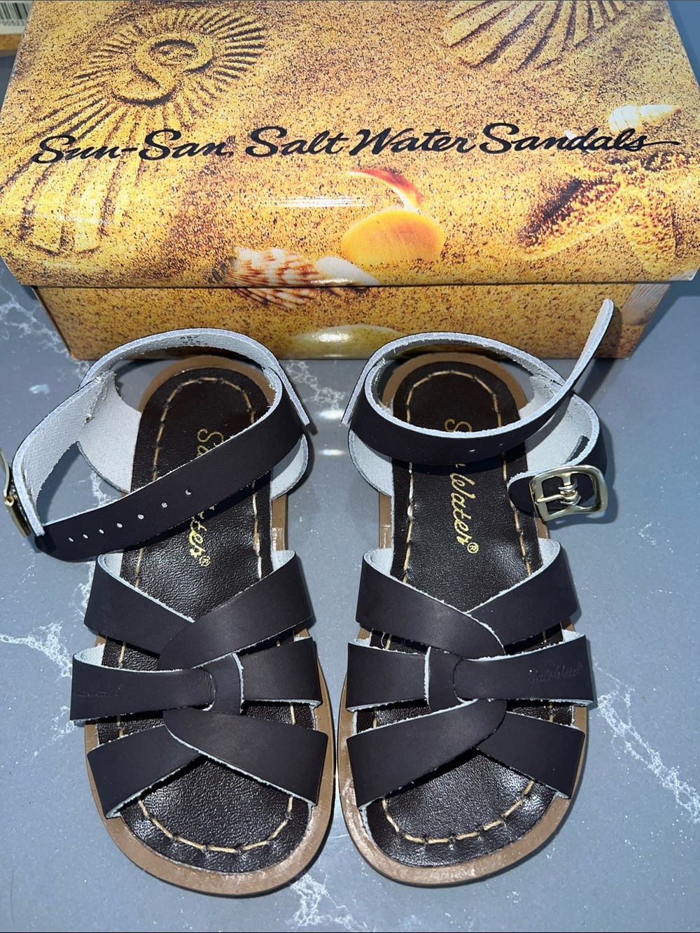 AUTH NIB Salt Water the Original Sandal Toddler Little Kids BROWN